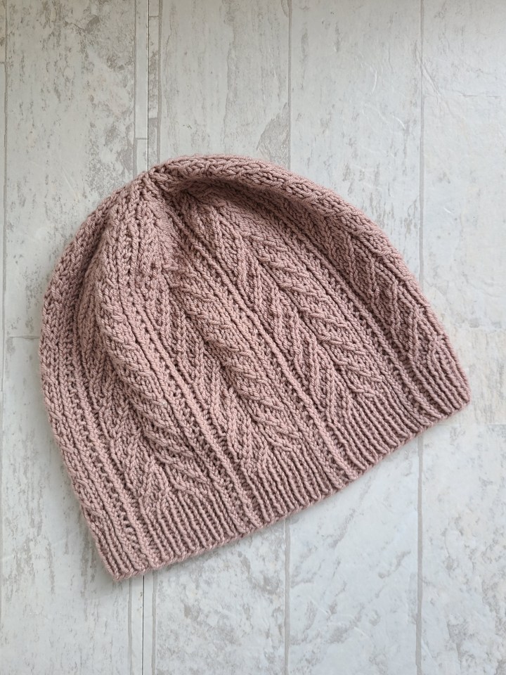 Prudence Island Hat: Pattern for adult hat with twisted stitches